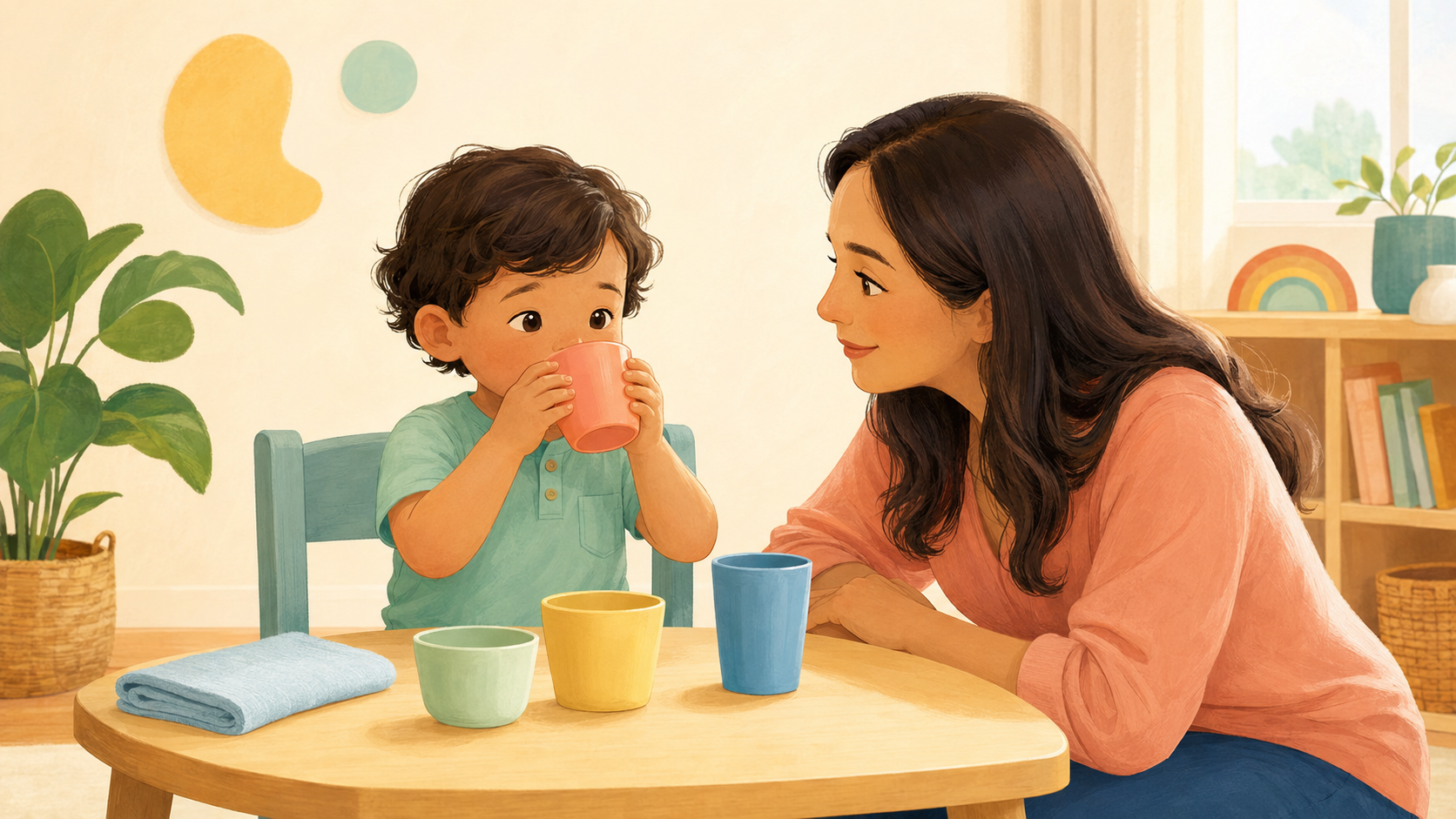 Illustration for How to Help Your Child Learn to Drink From an Open Cup