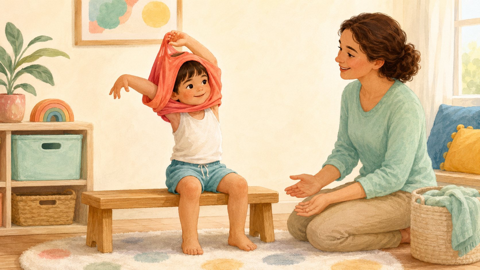 Illustration for How to Teach Your Preschooler to Take Off a Pullover Shirt Independently